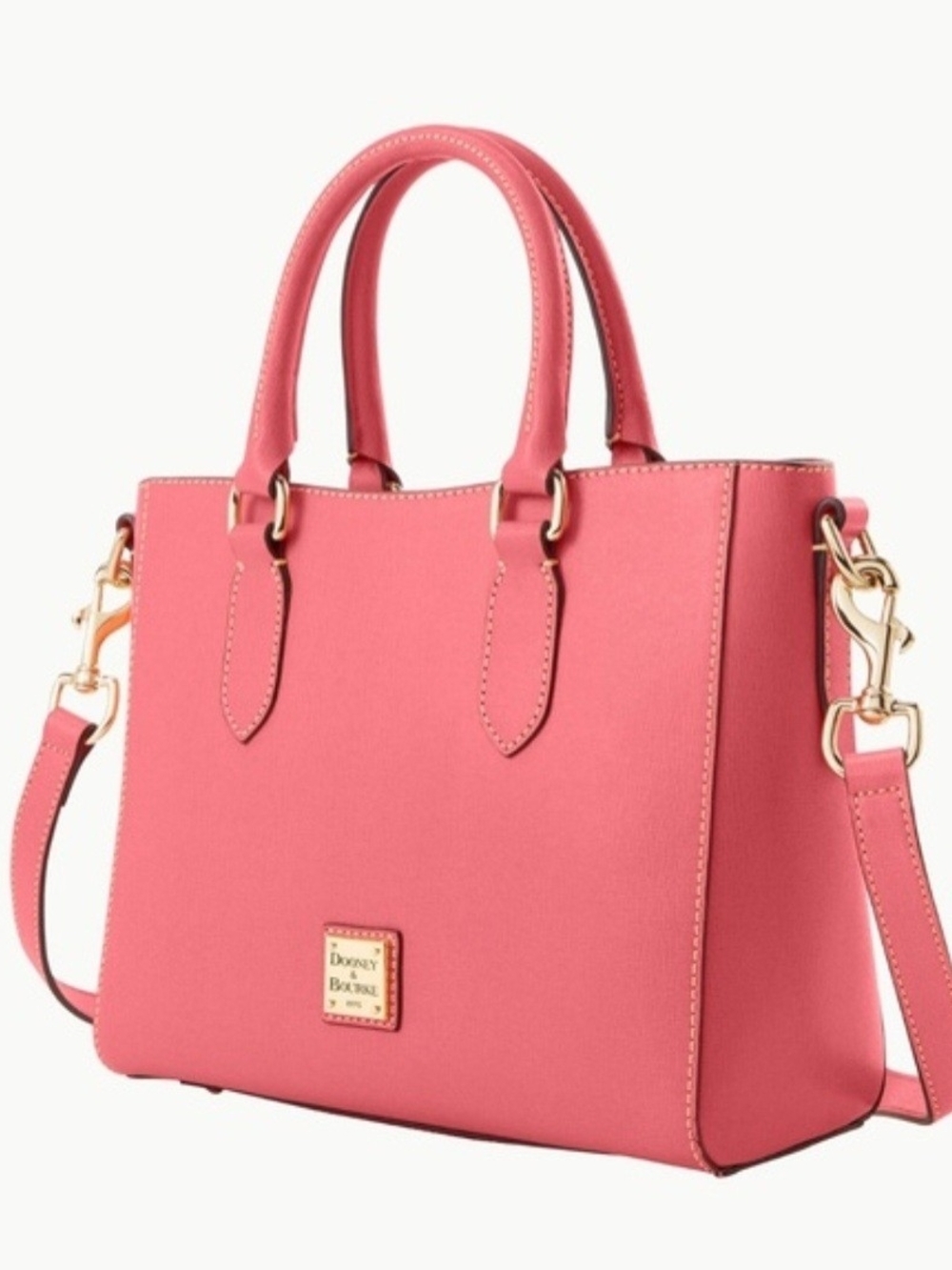 Dooney & Bourke  Coral/ Pink Saffiano Leather Top Handle Tote Bag (Nwot)